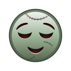 Slightly smiling face Large size of zombie halloween emoji