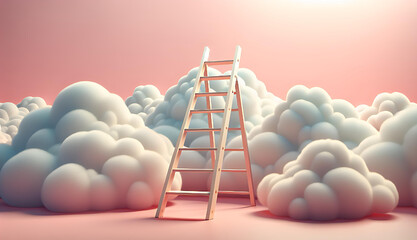 Step ladder leading to clouds