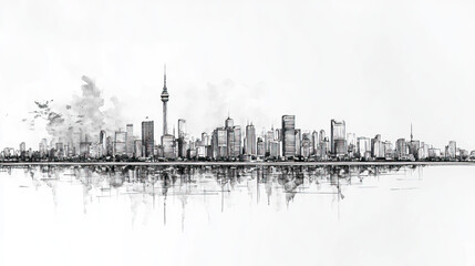 Obraz premium Aracaju, Brazil, black and white pen pencil hand-drawn effect drawing illustration for travel poster, card, wallpaper, backdrop or banner. Modern, clear, artistic and simple