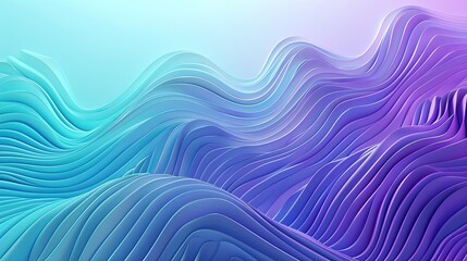 Fototapeta premium Cobalt to turquoise gradient wallpaper with wavy stripes in purple and white