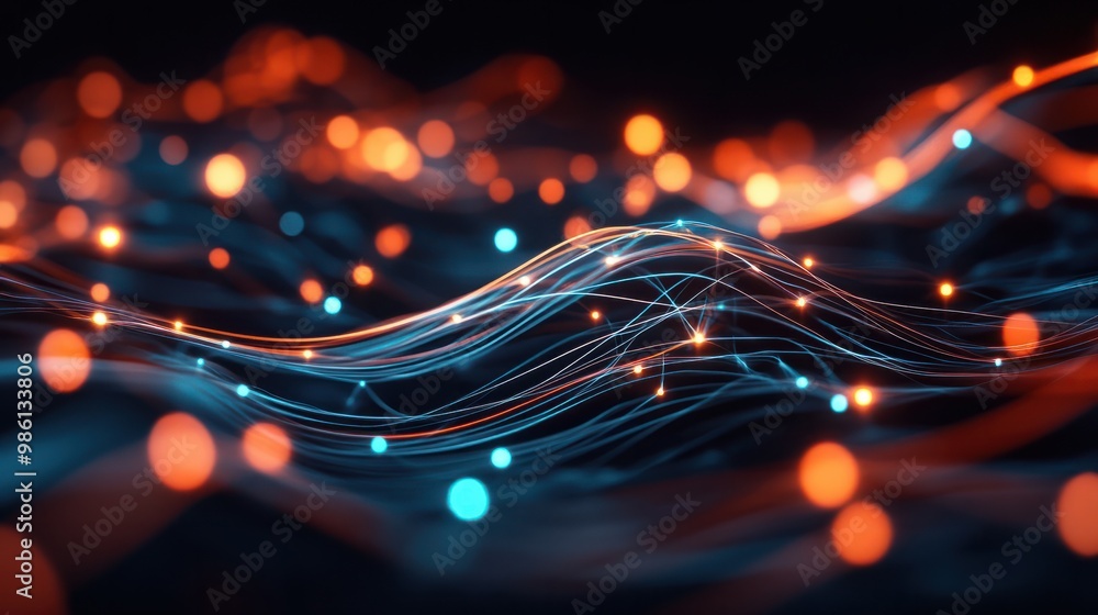 Poster abstract background with dynamic and interconnected lines representing sales growth and market expan