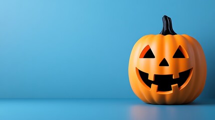 Festive Halloween Jack-o'-Lantern on Blue Background
