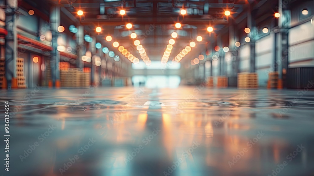 Wall mural blurred wallpaper of a warehouse with loading bays and a spacious background