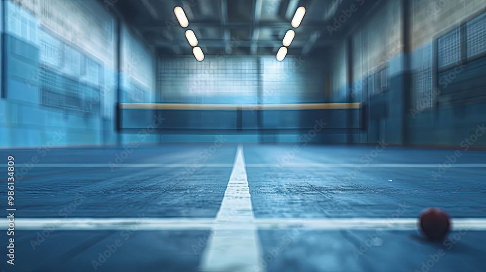 Wall mural racquetball court wallpaper with soft-focus lines and subtle lighting in the background