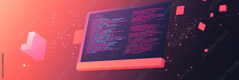 Aufkleber Glowing futuristic tablet with digital code, representing software development and mobile technology innovation.