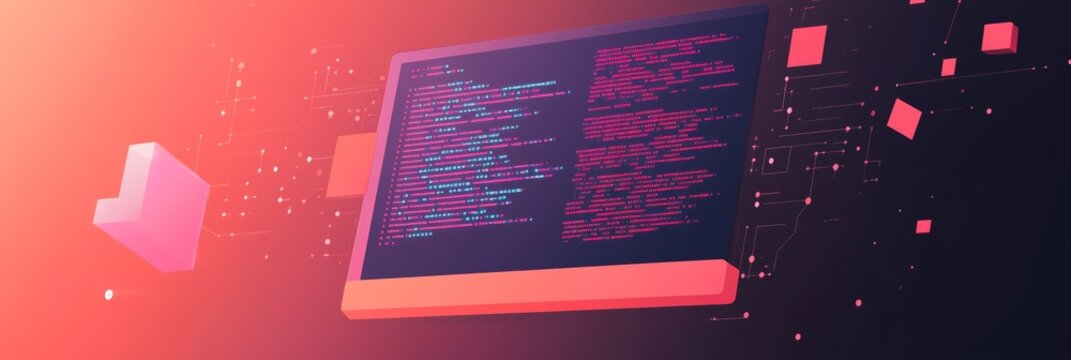 Glowing futuristic tablet with digital code, representing software development and mobile technology innovation.