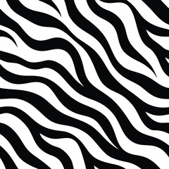 Seamless Zebra Animal Fur Pattern Vector Design.