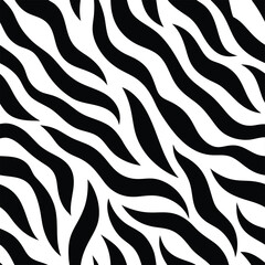 Seamless Zebra Animal Fur Pattern Vector Design.