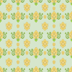 Classic Flower Damask Seamless Pattern - Vector Illustration for Elegant Textile Design 