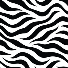 Seamless Zebra Animal Fur Pattern Vector Design.