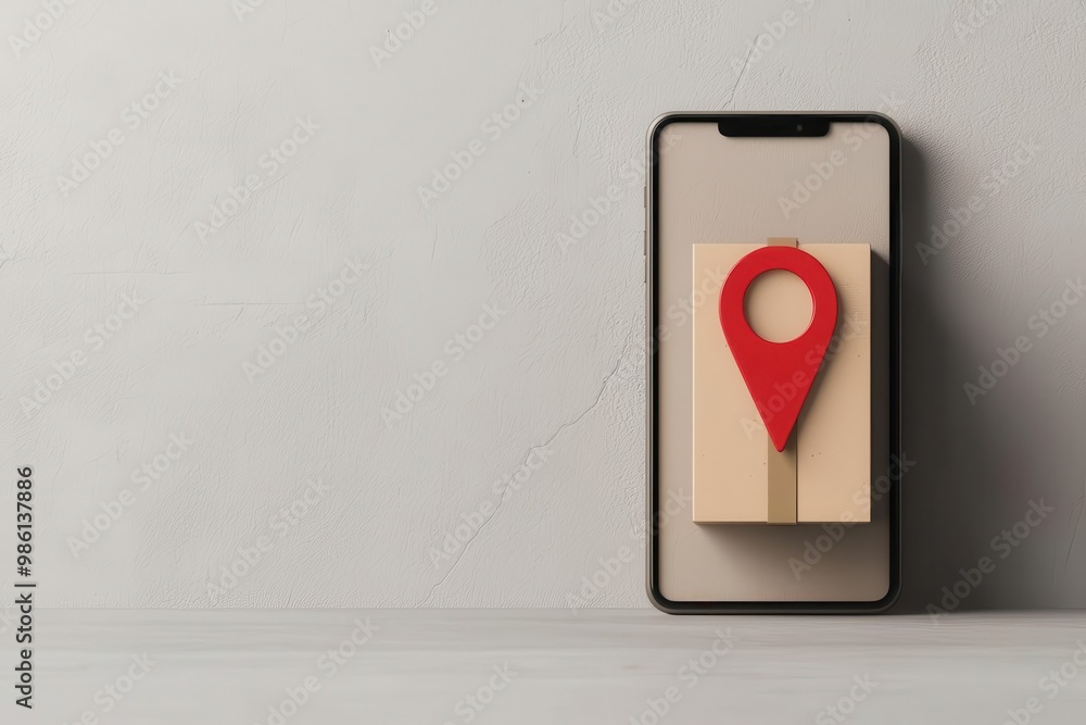 Poster a delivery app showing real-time tracking of a package, with a map highlighting the route, symbolizi