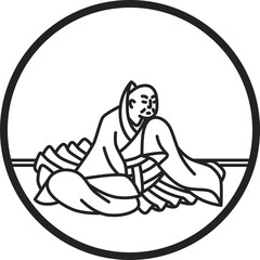 線画円形シンプル百人一首　恵慶法師