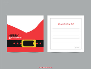 Square card with Christmas and Santa Claus. Vector illustration