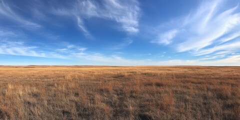 Fototapeta premium wide open prairie under a blue sky 