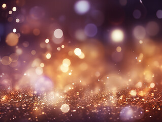 Fototapeta premium Unbelievable Gold and dark violet Fireworks and bokeh in New Year eve and copy space