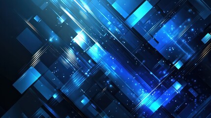 Blue tech geometry: abstract vector background with futuristic elements in shades of blue - modern digital design for web, print, and technology concepts