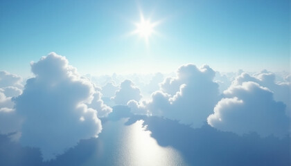 A beautiful blue sky with the sun shining through clouds, creating a stunning HD wallpaper of a serene and peaceful landscape.