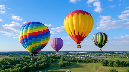 Obraz premium Colorful Hot Air Balloons in Blue Sky