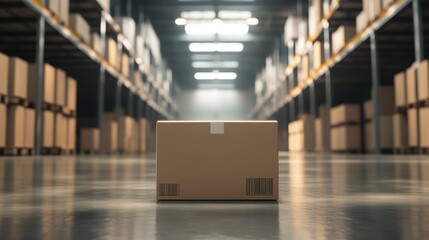 clearance sale, factory storage warehouse liquidation final markdown or discount. warehouse storage stock background with copy space on cardboard box