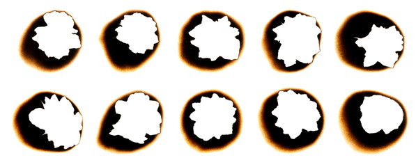 Burnt holes in a piece of paper