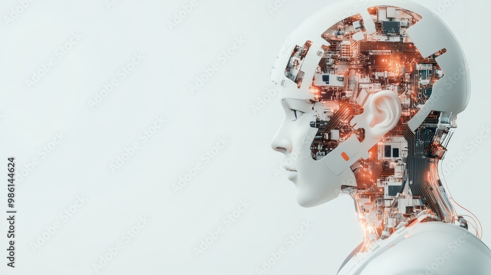 Aufkleber exploring the intersection of humanity and ai: a glimpse into future technological harmony