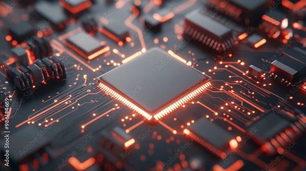 Poster illuminated circuit board: a vibrant display of technology and computer vision innovation