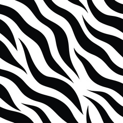 Seamless Zebra Animal Fur Pattern Vector Design.