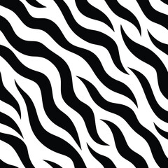 Seamless Zebra Animal Fur Pattern Vector Design.