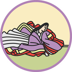 カラー円形シンプル百人一首　小式部内侍