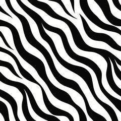 Seamless Zebra Animal Fur Pattern Vector Design.