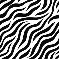 Seamless Zebra Animal Fur Pattern Vector Design.