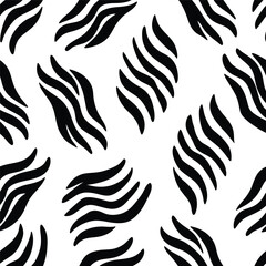 Seamless Zebra Animal Fur Pattern Vector Design.