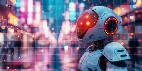 Ai technology, Machine learning, Robots that work instead of humans, Deep learning, Innovative, Business, and artificial intelligence technology. The concept of a city of technology.
