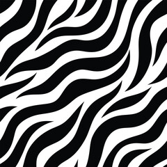 Seamless Zebra Animal Fur Pattern Vector Design.