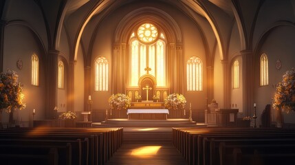 Fototapeta premium faith altar church building illustration religion spiritual, holy prayer, sanctuary devotion faith altar church building