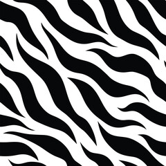 Seamless Zebra Animal Fur Pattern Vector Design.