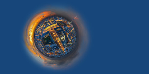 capital city berlin germany 360° little planet panorama under a beautiful sunset