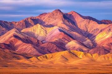 Naklejka premium Nepalese landscape - mountain slopes and snowy peaks on the background. Beautiful simple AI generated image