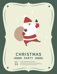 Christmas hand drawn  illustration poster with santa.