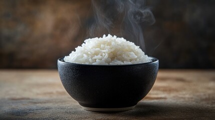 Rice, black cup, jasmine. Generative AI