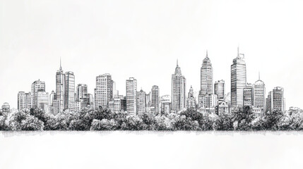 Bogot, Colombia, black and white pen pencil hand-drawn effect drawing illustration for travel poster, card, wallpaper, backdrop or banner. Modern, clear, artistic and simple