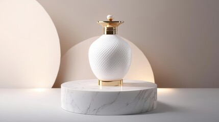 Elegant white vase with golden accents, beautifully displayed on a marble surface, perfect for showcasing style and sophistication.