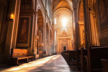 Fototapeta premium A quaint thatched-roof cottage in the countryside, surrounded by lush green trees and foliage, evoking a dreamy fairytale atmosphere.. Beautiful simple AI generated image