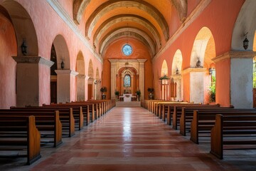 Fototapeta premium A quaint thatched-roof cottage in the countryside, surrounded by lush green trees and foliage, evoking a dreamy fairytale atmosphere.. Beautiful simple AI generated image