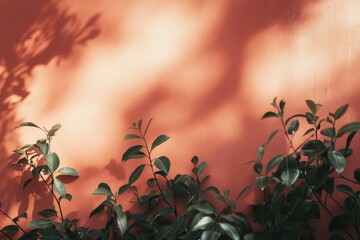 Close-up of palm tree leaves casting a striking shadow pattern on the sandy beach surface. Beautiful simple AI generated image