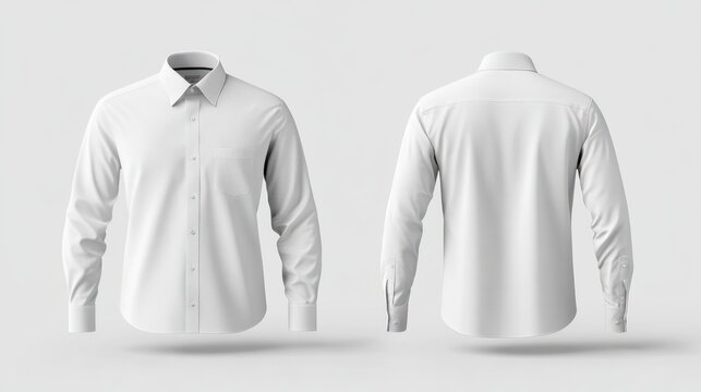 White long sleeve shirt mockup with front and back view.