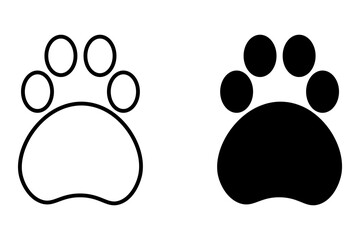 Paw icon set. paw print icon vector. dog or cat paw