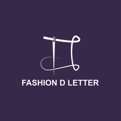 Letter D Sewing Needle Logo Design Vector Icon Graphic Emblem Illustration
