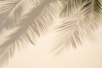 A close-up view of a vibrant green plant against a white wall, with a blurred shadow from palm leaves visible in the background. Beautiful simple AI generated image