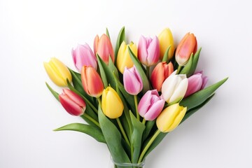 Naklejka premium A bouquet of assorted pastel-colored tulips